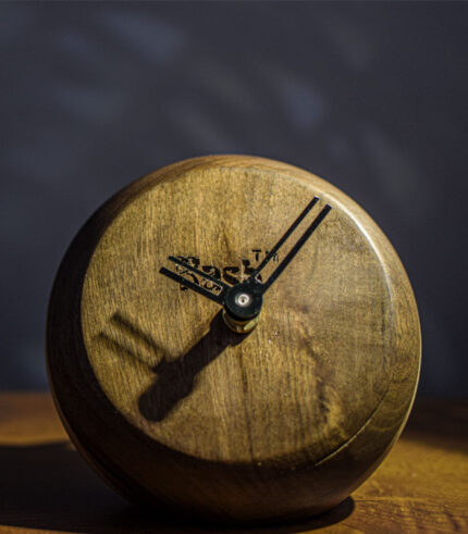 Walnut wood Handmade Unique Round Table Desk Clock