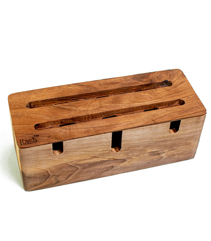 Walnut wood desktop Cable Management Box