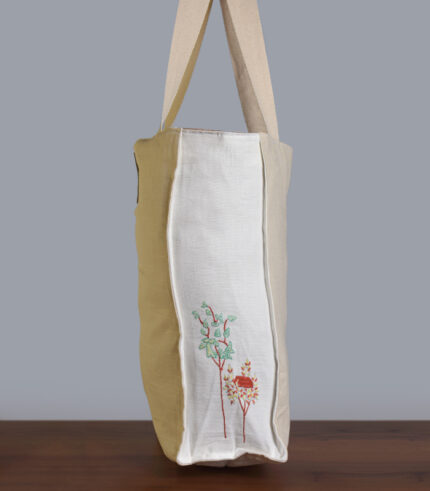 Multicolored Side Design Hand Sozni Work Pure Cotton Tote Bags 2