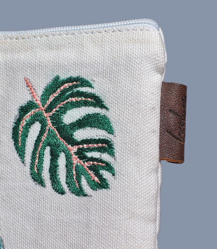 Hand sozni work Pure cotton multi-purpose pouch with lining - Multicolored 3