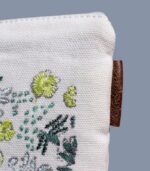 Hand Sozni Work Pure Cotton Make-Up Pouch - With Lining (Beige-Green) 3