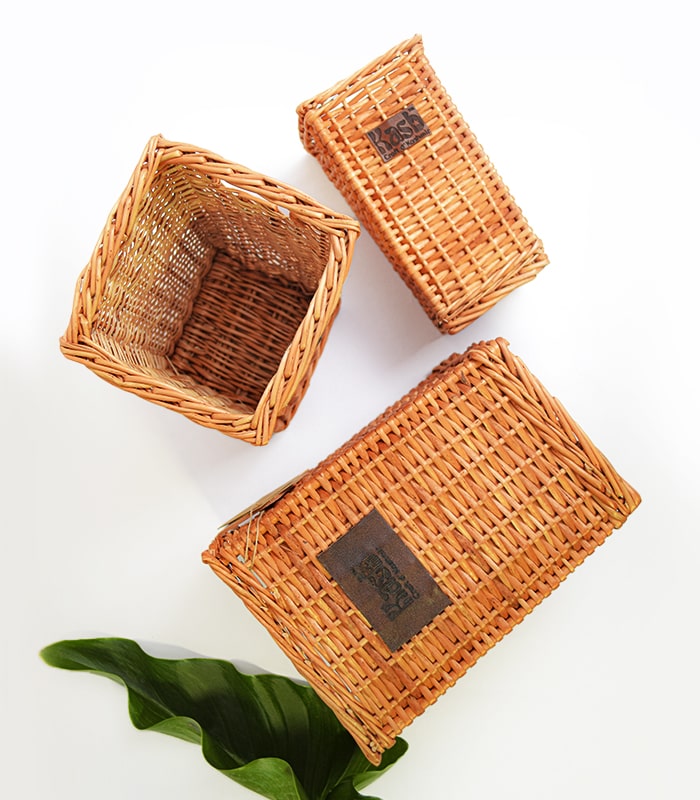 Willow Wicker Square Storage Box (Set of 3) - Open Type Without Lid 3
