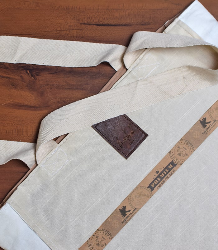 Side Design Hand Sozni Work Pure Cotton Tote Bag With Lining (Side Gusset) 3