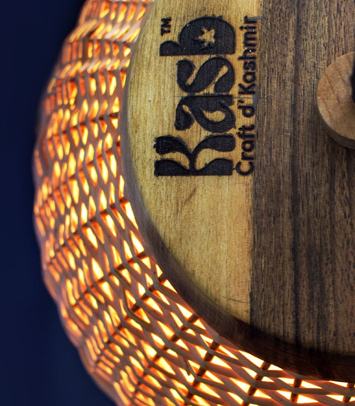 Hanging Willow Wicker Lamp Shade - With Walnut Wood Top (Vintage bulb + Decorative E27 holder) 4