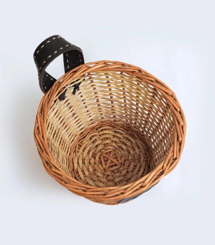 Willow Wicker Round Flower vase/Storage Box - With Pure Leather Handle 2