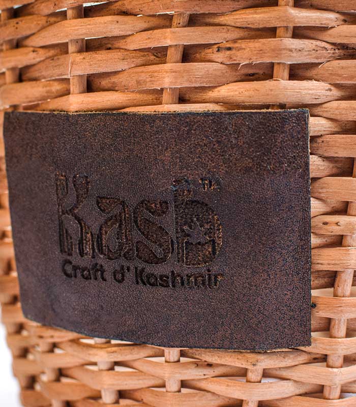 Willow Wicker Round Flower vase/Storage Box - With Pure Leather Handle