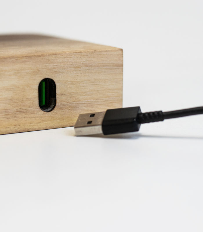 Walnut wood Mobile phone stand with USB Charging Port 4