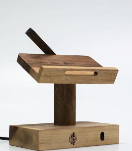 Walnut wood Mobile phone stand with USB Charging Port