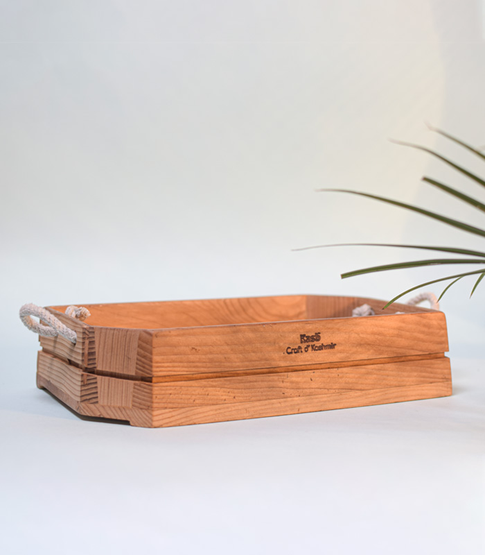 Handmade Deodar Wooden Vanity Tray for Washroom and Kitchen/ Countertop (Waterproof)