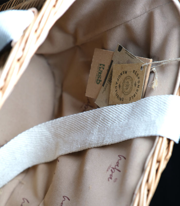 Willow Wicker Ladies Shoulder Bag – With White Cotton Strips and Lining