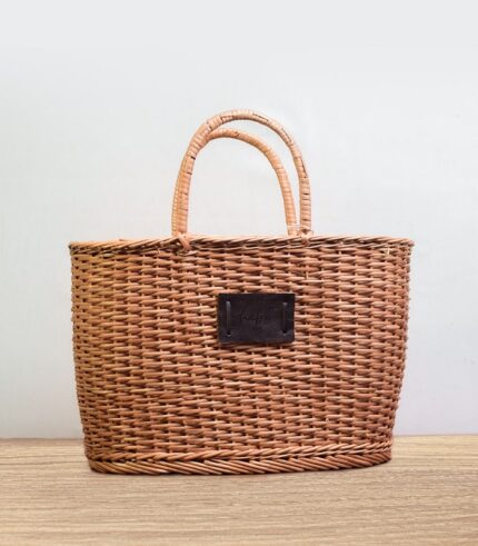 Willow Wicker Shopping Bag - With Lining and Wicker Handle