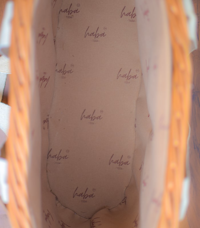 Willow Wicker Ladies Shoulder Bag - With White Cotton Strips and Lining