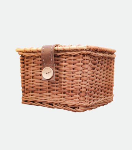 Willow Wicker Square Storage Box - With Leather Latch and Magnetic Lock