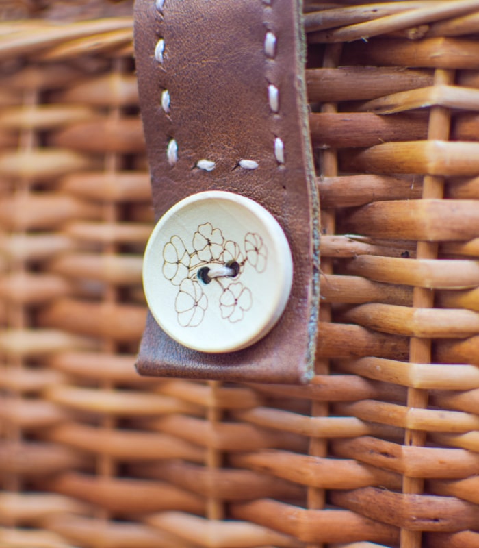 Willow Wicker Square Storage Box - With Leather Latch and Magnetic Lock 3