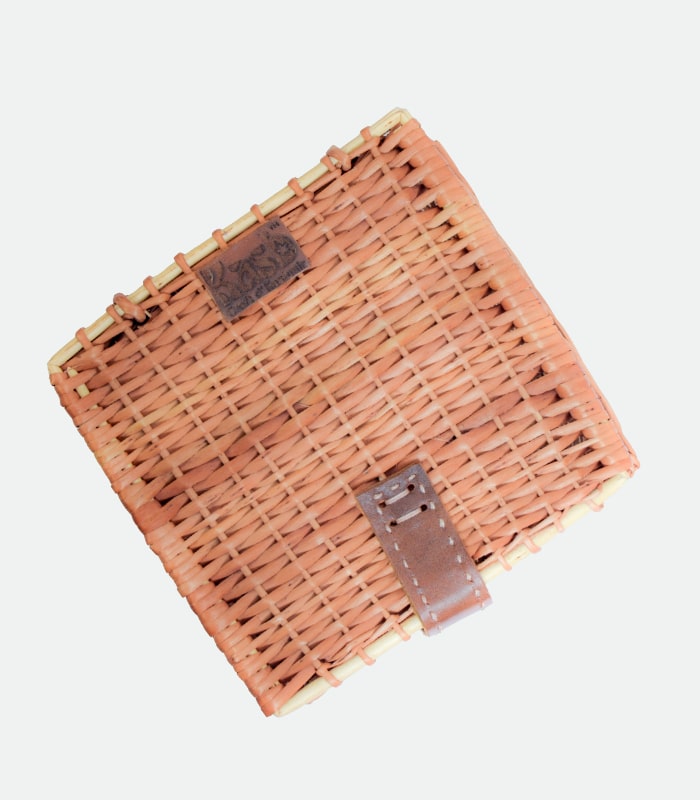 Willow Wicker Square Storage Box - With Leather Latch and Magnetic Lock 4