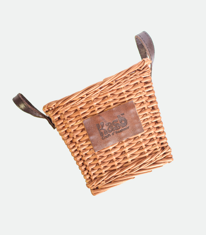 Willow Wicker Square Flower vase/Storage box - With Pure Leather Handles.