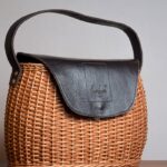 Hand-made Willow Wicker Ladies Fashion Bag - With Pure Leather Flap and Lining