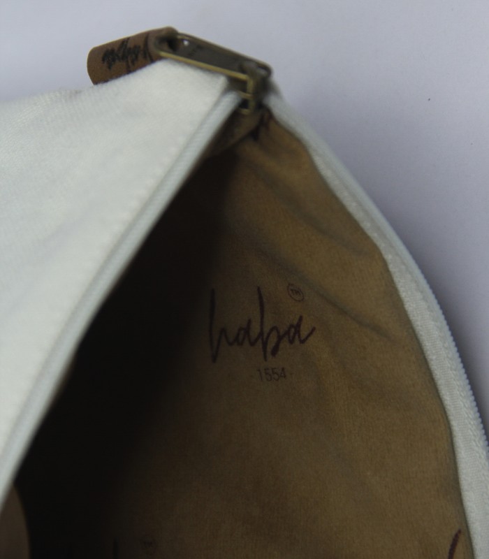 Hand Sozni Work Pure Cotton Make-Up Pouch - With Lining (Beige-Green)