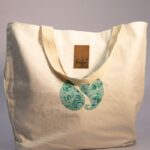 Hand Sozni Work Pure Cotton Tote Bag With Lining (Bottom Gusset) - Paisley Front Design