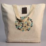 Multicolored Hand Sozni Embroidered Pure Cotton Tote Bags - With Lining (Bottom Gusset)