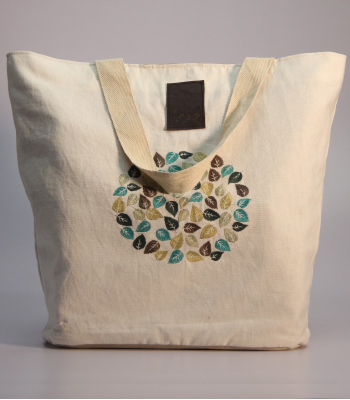 Multicolored Hand Sozni Embroidered Pure Cotton Tote Bags - With Lining (Bottom Gusset)