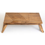 Walnut wood portable Laptop/Study Table/ Lap Desk/ Multipurpose Bed Table with Folding Legs and adjustable angle and mobile slot