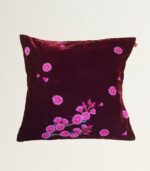 High-Quality Velvet Cushion Cover (Maroon-Pink) - With Hand Ari Work and Velvet Back
