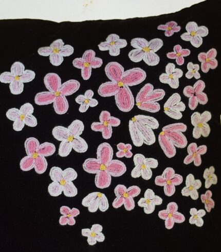 High-Quality Velvet Cushion Cover (Black-Pink) – With Hand Ari Work, Lining and Velvet Back 2