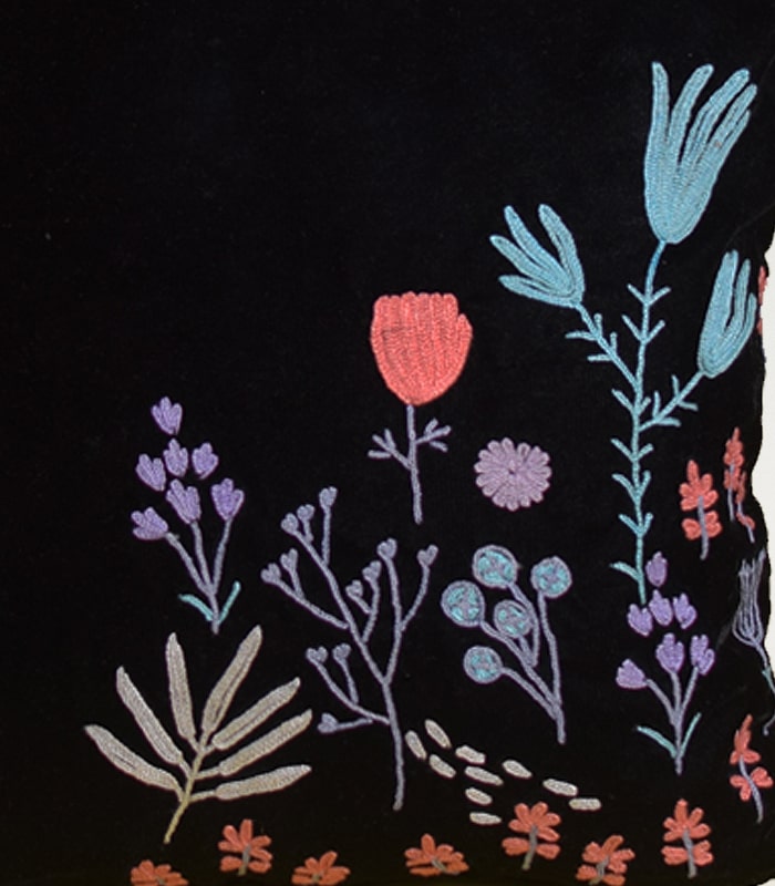 Multicolored High-Quality Black Velvet Cushion Cover - With Hand Ari Work, Lining and Velvet Back 2