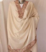 Cream Neemdor Hand Embroidered Kashmiri Pashmina Shawl
