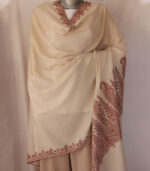 Cream Paladaar Hand Embroidered High-Quality Kashmiri Pashmina Shawl
