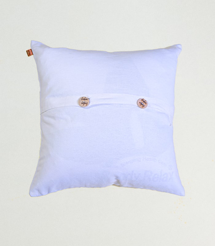 Pure Cotton White Cushion Cover - With Multicolored Hand Embroidery (Ari) and Lining 3