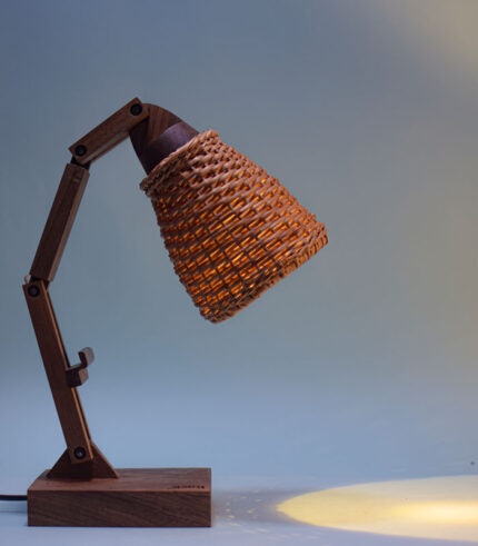 Walnut wood handmade with willow shade study lamp/ table lamp/ desk lamp 2