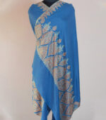 Blue Paladaar Hand Embroidered 100% Real Pashmina Shawl