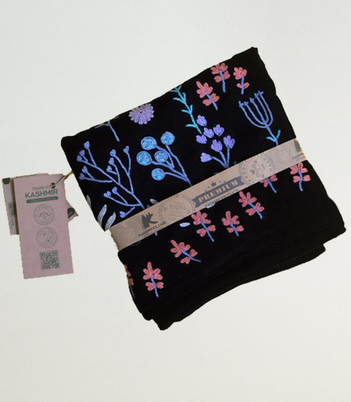 Multicolored High-Quality Black Velvet Cushion Cover - With Hand Ari Work, Lining and Velvet Back 5