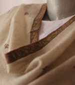 Light Khaki Bootidaar Hashidaar Hand Embroidered Real Kashmiri Pashmina Shawl