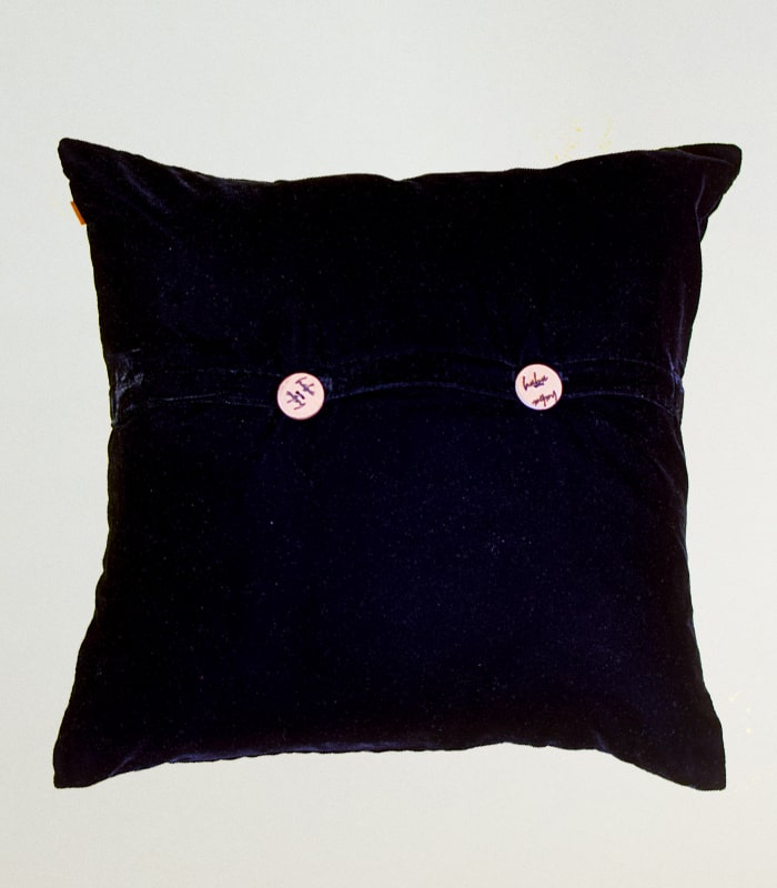 Multicolored High-Quality Black Velvet Cushion Cover - With Hand Ari Work, Lining and Velvet Back 3