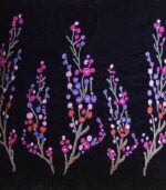 High-Quality Black Velvet Cushion Cover With Multicolored Hand Ari Work - With Lining and Velvet Back 2