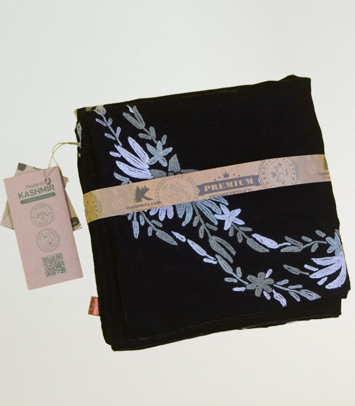 High-Quality Velvet Cushion Cover (Black-Grey) – With Hand Ari Work, Lining and Velvet Back 5