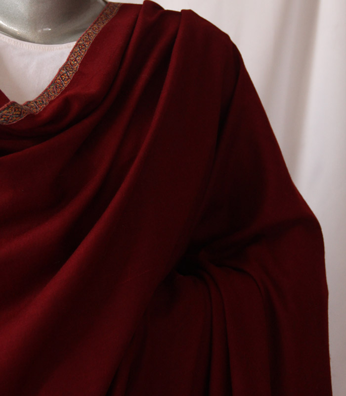 Deep Red Hashidaar Hand Embroidered Authentic Kashmiri Pashmina Shawl