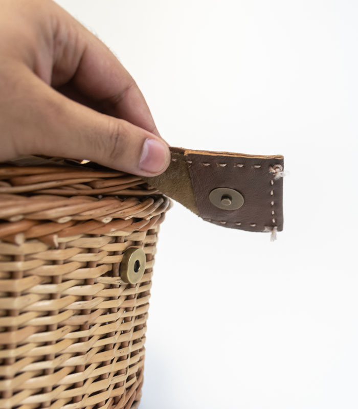 Willow Wicker Round Multipurpose Basket (Chapati /Fruit/ Vegetable/) - With Lids, and Leather (Set of 3) 4