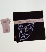 High-Quality Black Velvet Cushion Cover (Leaf Design)- With Hand Ari Work, Lining and Velvet Back 5