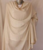 Cream Hashidaar Hand Embroidered Real Pashmina Shawl With Booti Work on Borders