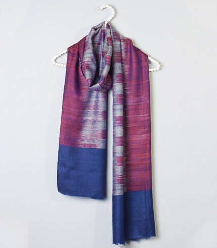 Vine-Blue Ikkat Reversible Pashmina Stole