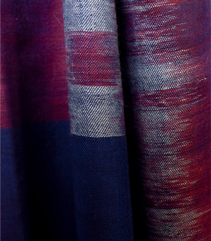 Vine-Blue Ikkat Reversible Pashmina Stole