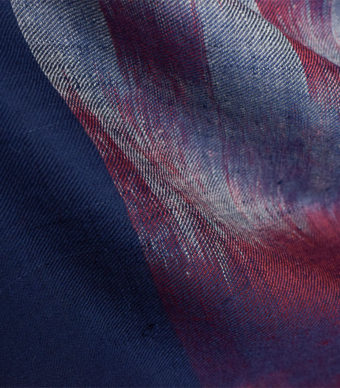 Vine-Blue Ikkat Reversible Pashmina Stole