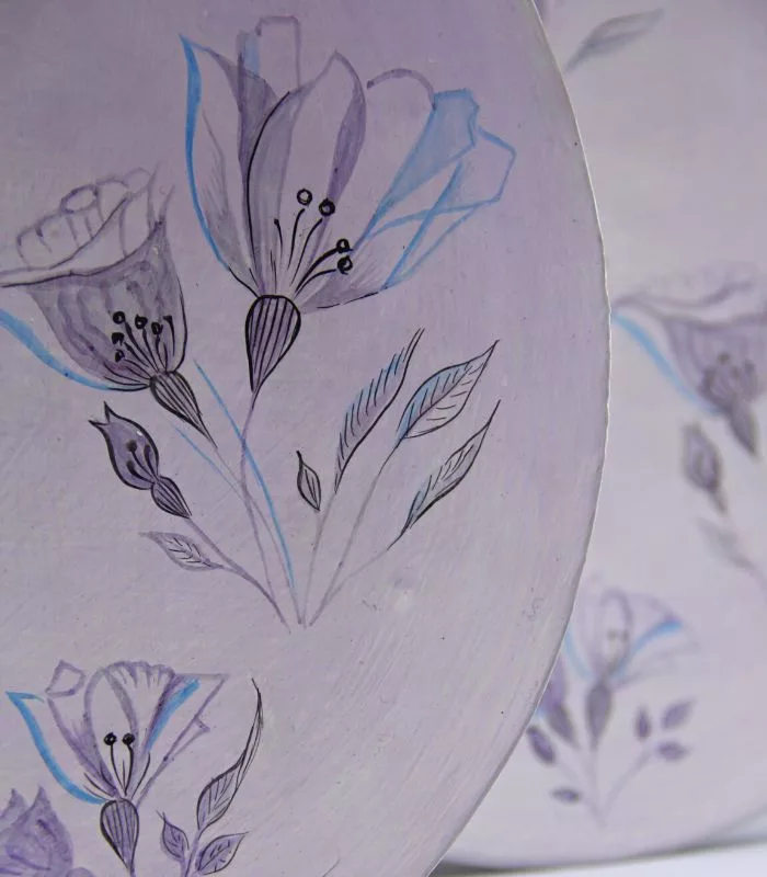 Paper Mache Wall Plates ( Lilac Floral ) - Set Of 3