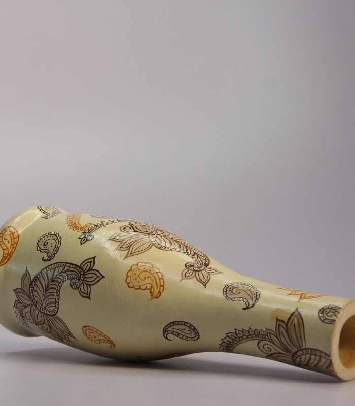 paper mache vase yellow paisley vase