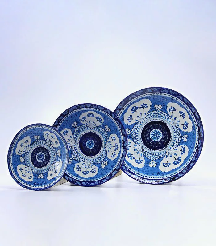 Paper Mache Oriental Wall Plates - Set Of 3