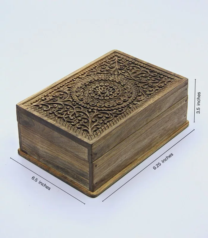 Real Walnut Wood Carved Boxes Chakri Design- Set Of 5